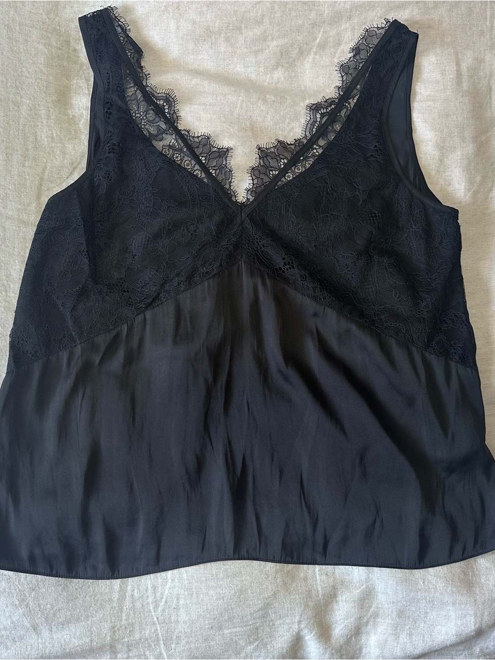 H&M Black Lace Satin-Panel Cami